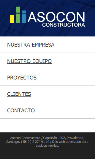 Web Mobile para ASOCON. Diseño, armado y programación.