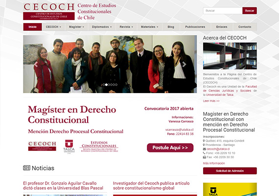 Sitio institucional para el Centro de Estudios Constitucionales de la Universidad de Talca. Diseño, armado y programación de la web y el sistema autoadministrable.