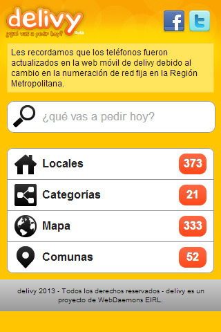Web Mobile para delivy. Diseño, armado y programación.